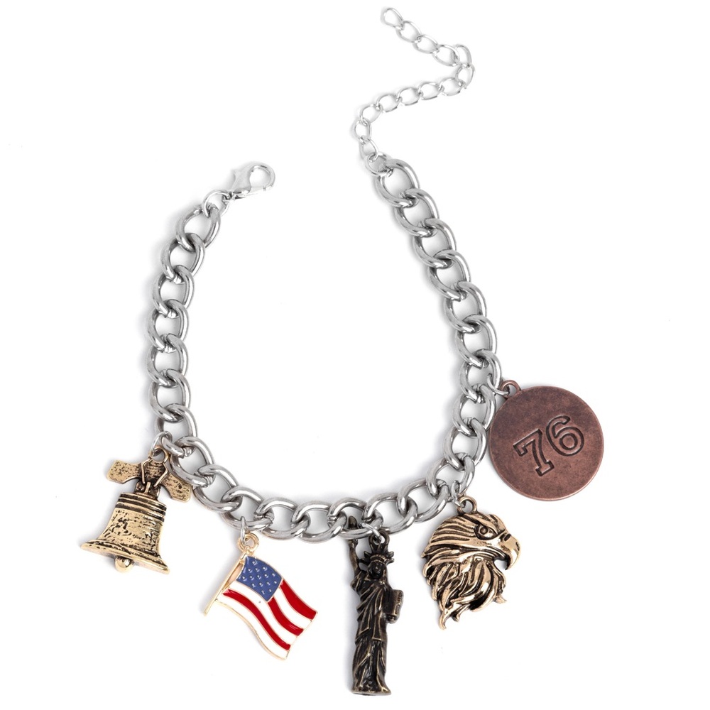 Silver Charm Bracelet with Patriotic Charms